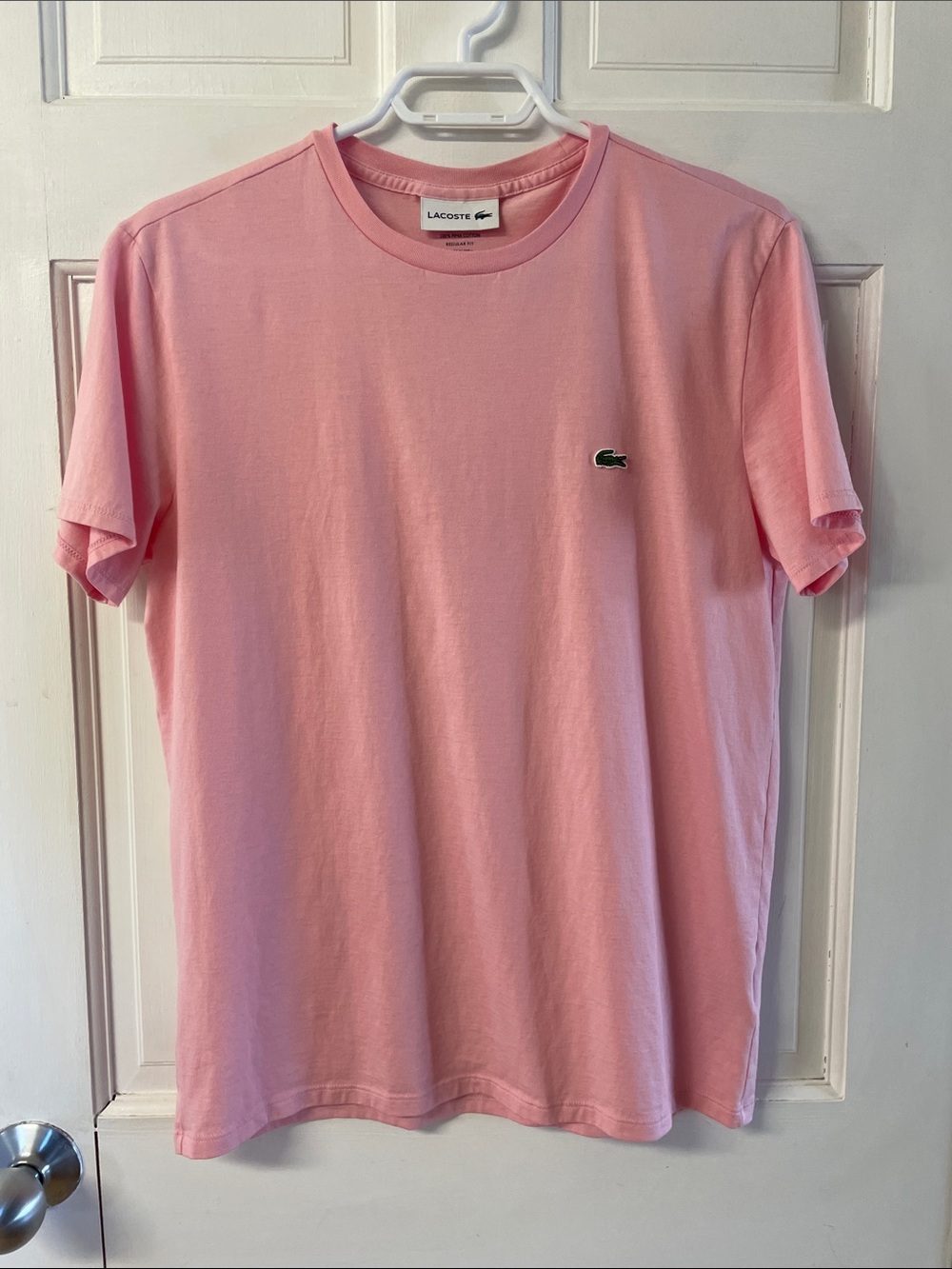 Lacoste Classic Pink Crew Neck Pima Cotton Tee men’s size large (fits like M)